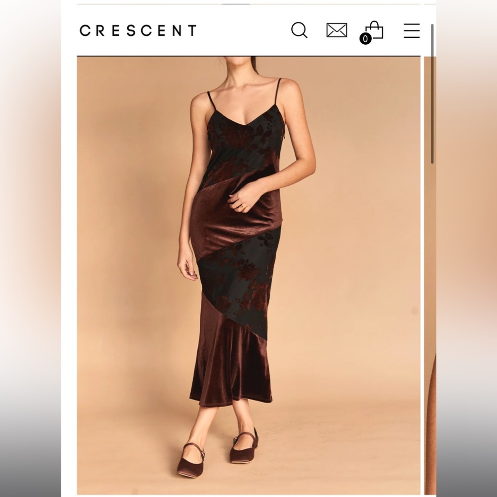 Elegant Brown Velvet burnout dress